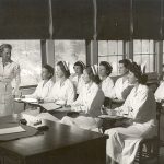 Nurses in the Navy attending class, 1940. Nursing is considered to be one among many pink-collar professions. Wikimedia Commons